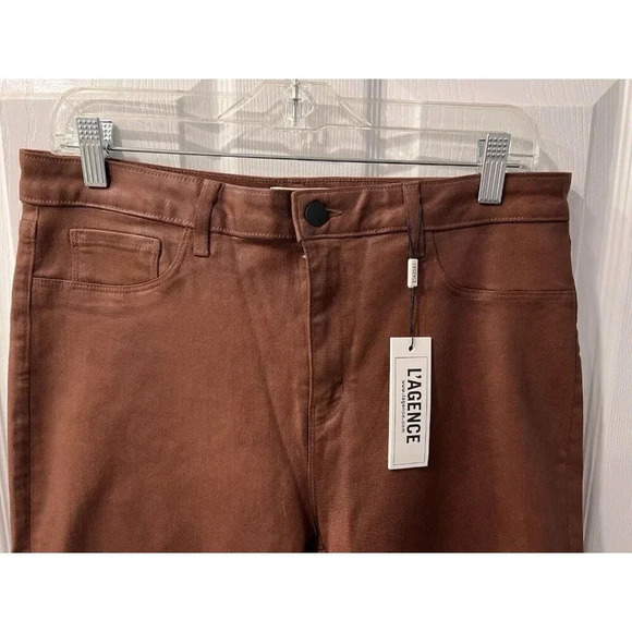 L'Agence Kendra High Rise Cropped Flare Pants Java Coated Women's Size 33 NWT - Picture 8 of 11